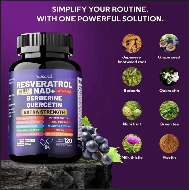 Resveratrol NAD Berberine Quercetin Review: Anti-Aging Power in a Capsule 3 Resveratrol NAD+ Berberine, Quercetin Review