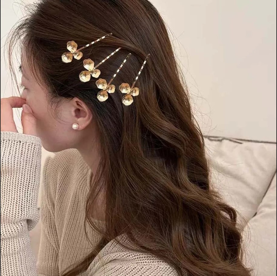 5pcs Golden Flower Hair Forks