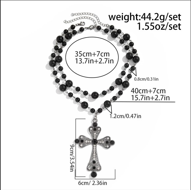 Best Unisex Goth Pearl Cross Choker Necklace